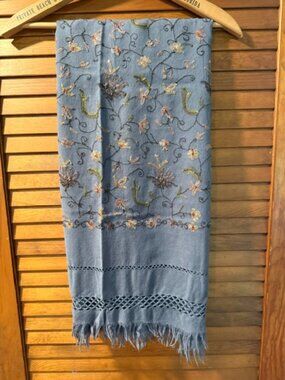 Embroidered wool wrap/scarf